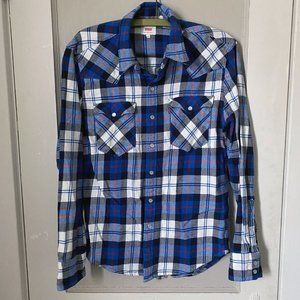 Levis Barstow Plaid Flannel Western Snap Shirt